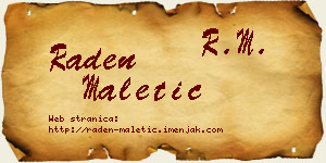 Raden Maletić vizit kartica